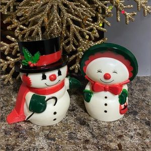 ☃️Vintage Hallmark Salt & Pepper Shakers Mr & Mrs Snowman🧂